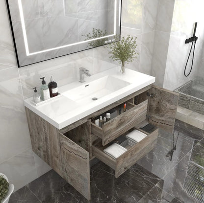 Bow 48" Wall Mounted Bathroom Vanity with Reinforced Acrylic Integrated Sink Top