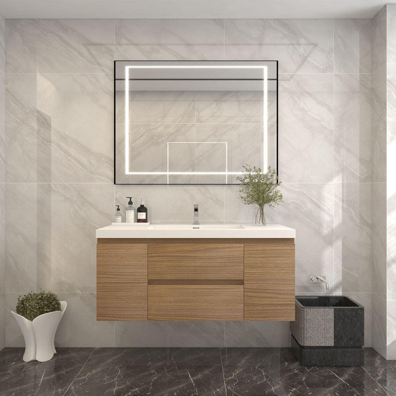 Bow 48" Wall Mounted Bathroom Vanity with Reinforced Acrylic Integrated Sink Top