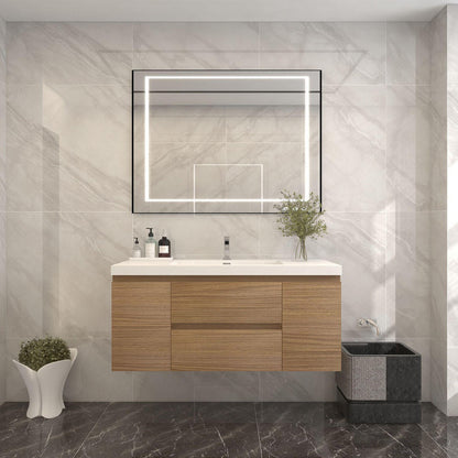 Bow 48" Wall Mounted Bathroom Vanity with Reinforced Acrylic Integrated Sink Top
