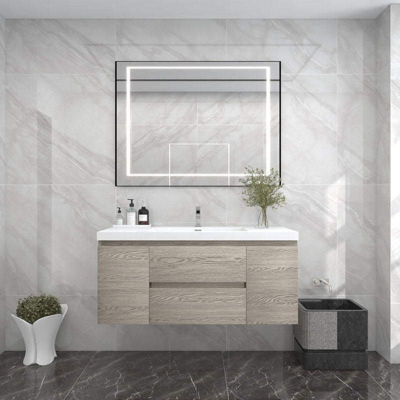Bow 48" Wall Mounted Bathroom Vanity with Reinforced Acrylic Integrated Sink Top