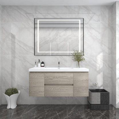 Bow 48" Wall Mounted Bathroom Vanity with Reinforced Acrylic Integrated Sink Top