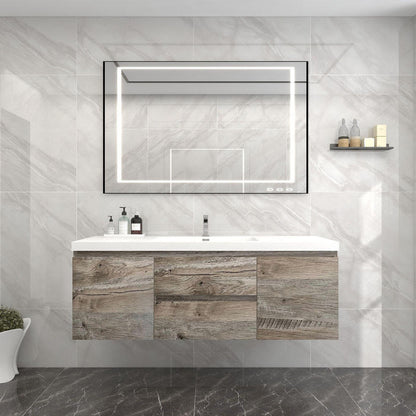 Bow 60" Wall Mounted Bathroom Vanity with Reinforced Acrylic Integrated Sink Top