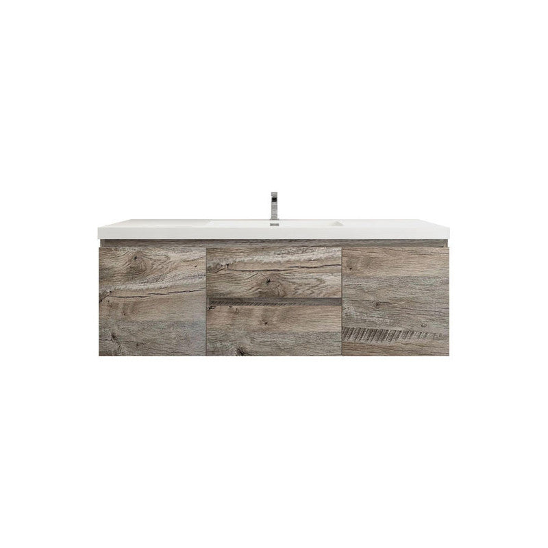 Bow 60" Wall Mounted Bathroom Vanity with Reinforced Acrylic Integrated Sink Top