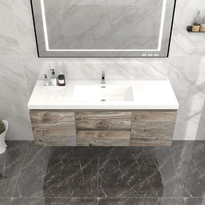 Bow 60" Wall Mounted Bathroom Vanity with Reinforced Acrylic Integrated Sink Top