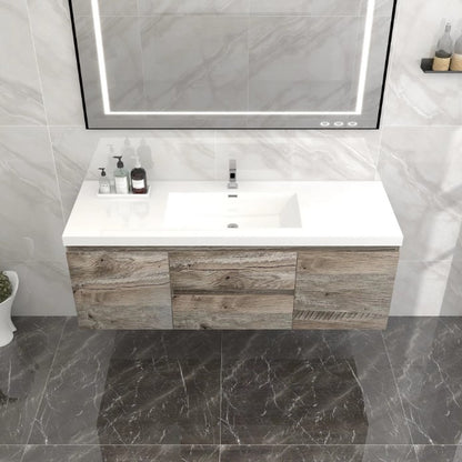 Bow 60" Wall Mounted Bathroom Vanity with Reinforced Acrylic Integrated Sink Top
