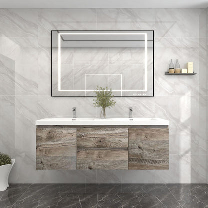 Bow 60" Wall Mounted Bathroom Vanity with Reinforced Acrylic Integrated Sink Top