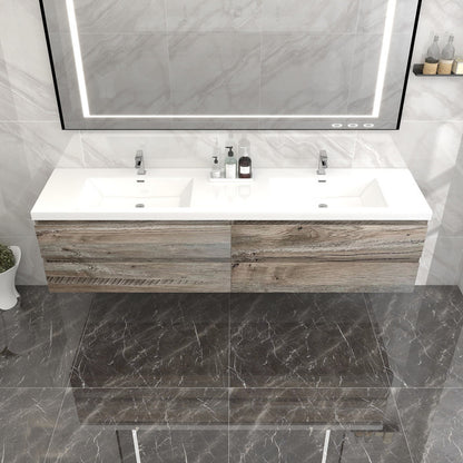 Bow 84" Wall Mounted Bathroom Vanity with Reinforced Acrylic Integrated Sink Top