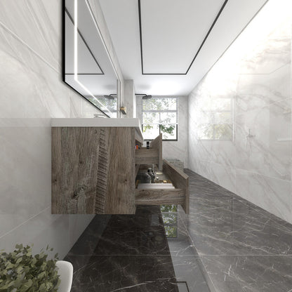 Bow 84" Wall Mounted Bathroom Vanity with Reinforced Acrylic Integrated Sink Top
