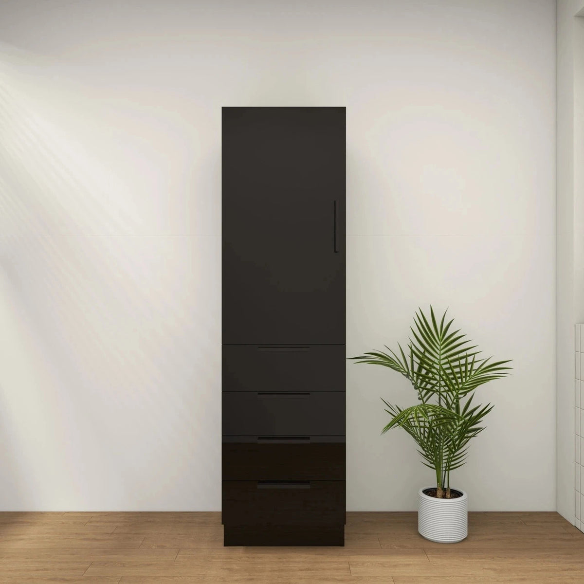 Carla 20 inch freestanding linen cabinet in High Gloss Black