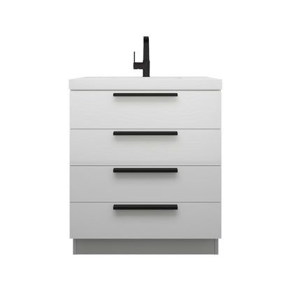 Carla 30" Freestanding Bathroom Vanity with Reinforced Acrylic Integrated Sink Top