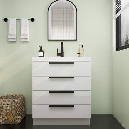 Carla 30" Freestanding Bathroom Vanity with Reinforced Acrylic Integrated Sink Top