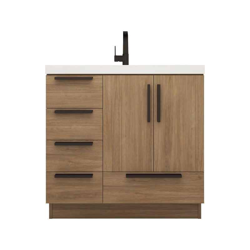 Carla 36" Freestanding Bathroom Vanity with Reinforced Acrylic Integrated Sink Top