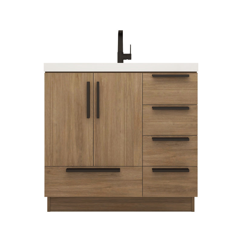 Carla 36" Freestanding Bathroom Vanity with Reinforced Acrylic Integrated Sink Top