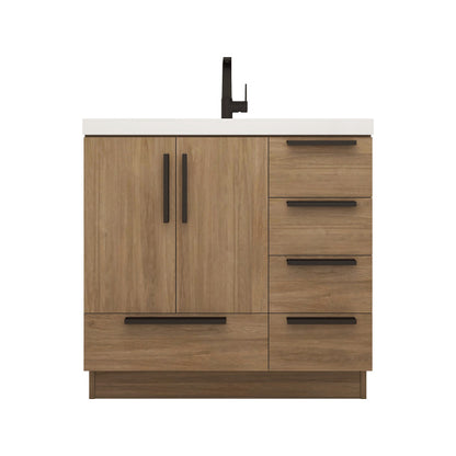 Carla 36" Freestanding Bathroom Vanity with Reinforced Acrylic Integrated Sink Top