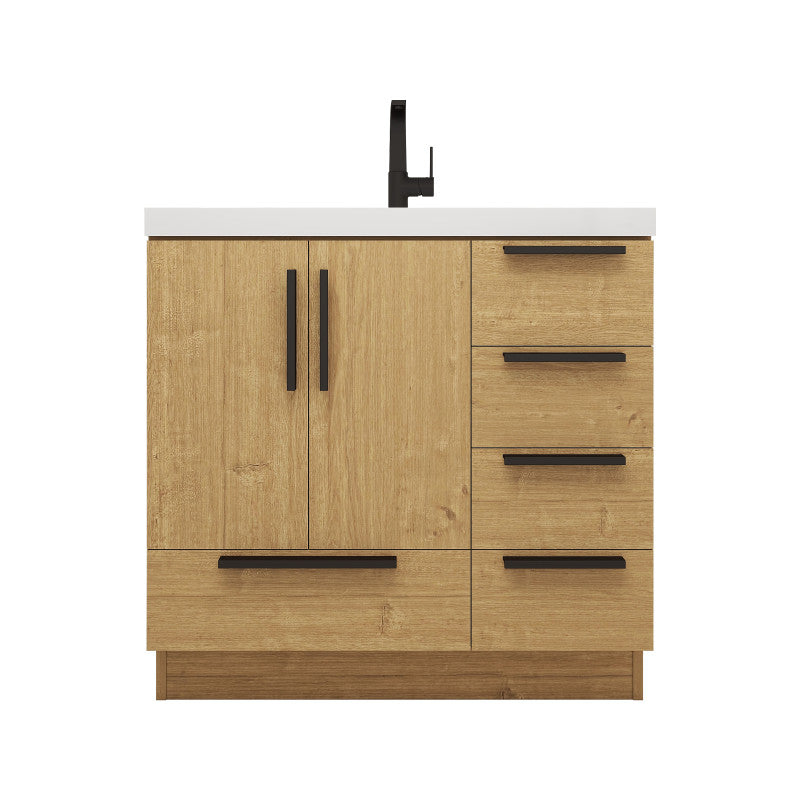 Carla 36" Freestanding Bathroom Vanity with Reinforced Acrylic Integrated Sink Top