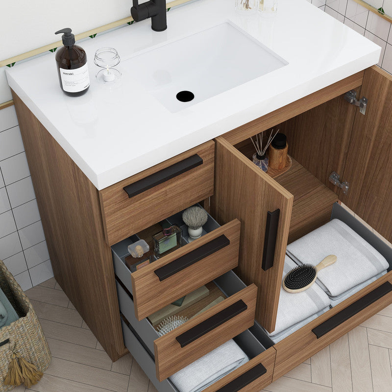 Carla 36" Freestanding Bathroom Vanity with Reinforced Acrylic Integrated Sink Top