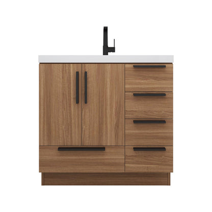 Carla 36" Freestanding Bathroom Vanity with Reinforced Acrylic Integrated Sink Top