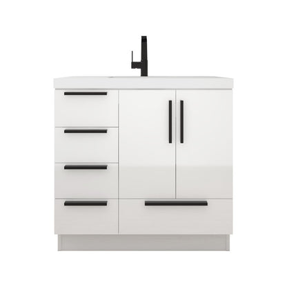Carla 36" Freestanding Bathroom Vanity with Reinforced Acrylic Integrated Sink Top