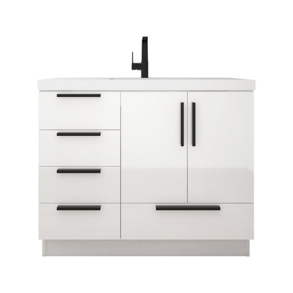Carla 42" Freestanding Bathroom Vanity with Reinforced Acrylic Integrated Sink Top