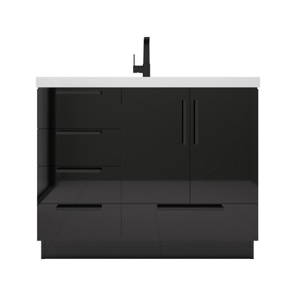 Carla 42" Freestanding Bathroom Vanity with Reinforced Acrylic Integrated Sink Top