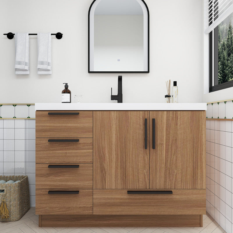 Carla 48" Freestanding Bathroom Vanity with Reinforced Acrylic Integrated Sink Top
