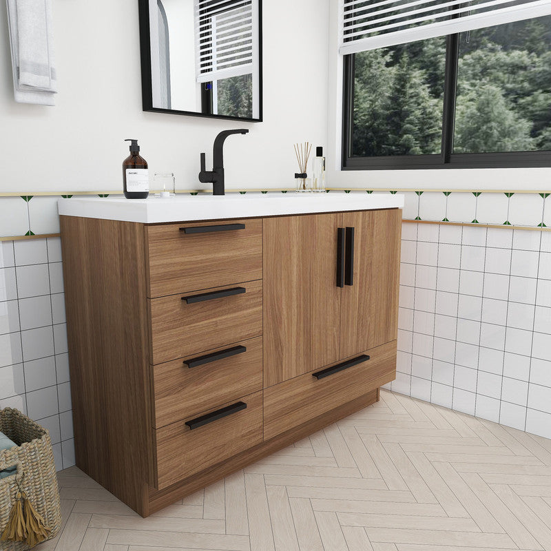 Carla 48" Freestanding Bathroom Vanity with Reinforced Acrylic Integrated Sink Top