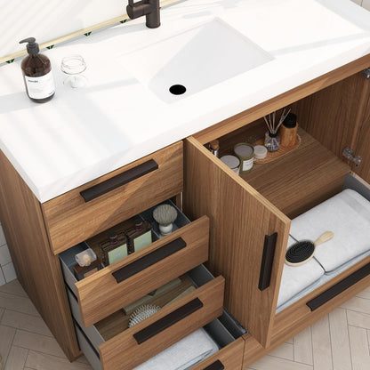 Carla 48" Freestanding Bathroom Vanity with Reinforced Acrylic Integrated Sink Top