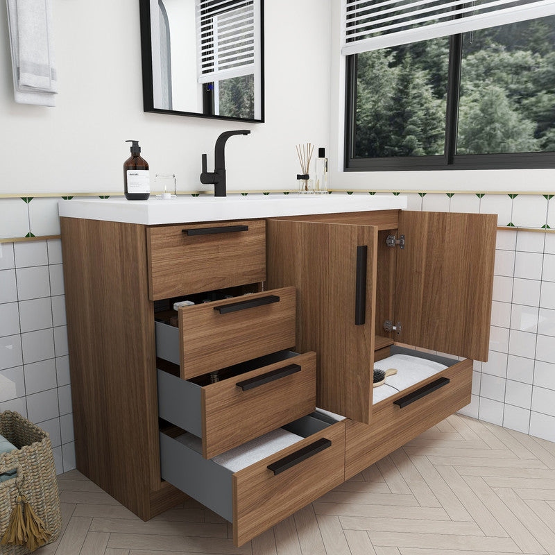 Carla 48" Freestanding Bathroom Vanity with Reinforced Acrylic Integrated Sink Top