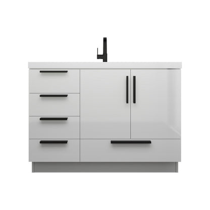 Carla 48" Freestanding Bathroom Vanity with Reinforced Acrylic Integrated Sink Top