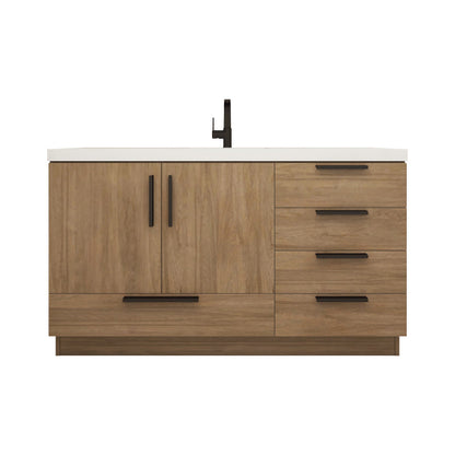 Carla 60" Freestanding Bathroom Vanity with Reinforced Acrylic Integrated Sink Top