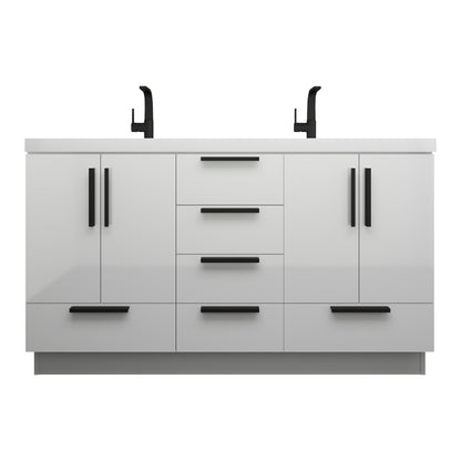 Carla 60" Freestanding Bathroom Vanity with Reinforced Acrylic Integrated Sink Top