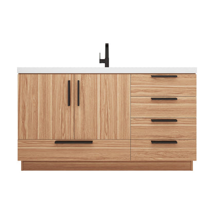 Carla 60" Freestanding Bathroom Vanity with Reinforced Acrylic Integrated Sink Top
