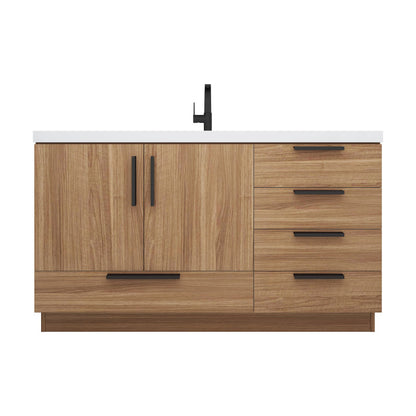 Carla 60" Freestanding Bathroom Vanity with Reinforced Acrylic Integrated Sink Top