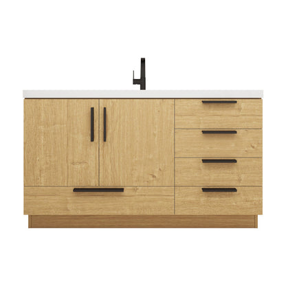 Carla 60" Freestanding Bathroom Vanity with Reinforced Acrylic Integrated Sink Top