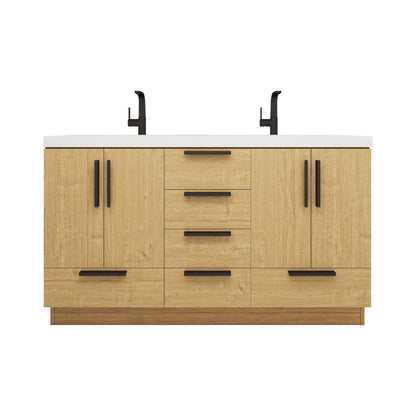 Carla 60" Freestanding Bathroom Vanity with Reinforced Acrylic Integrated Sink Top