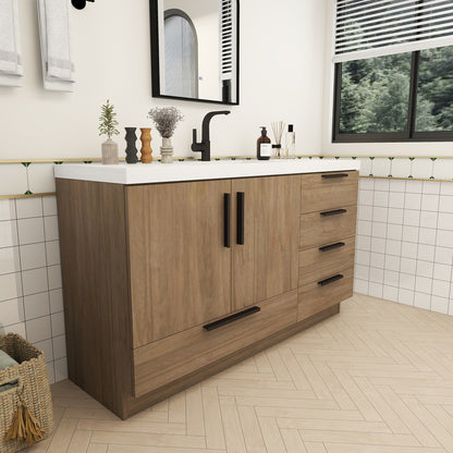 Carla 60" Freestanding Bathroom Vanity with Reinforced Acrylic Integrated Sink Top