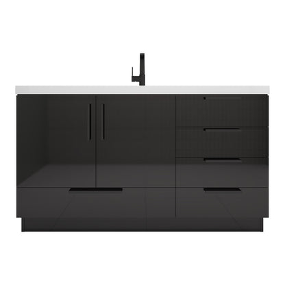 Carla 60" Freestanding Bathroom Vanity with Reinforced Acrylic Integrated Sink Top