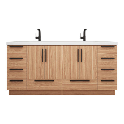 Carla 72" Freestanding Bathroom Vanity with Reinforced Acrylic Integrated Sink Top