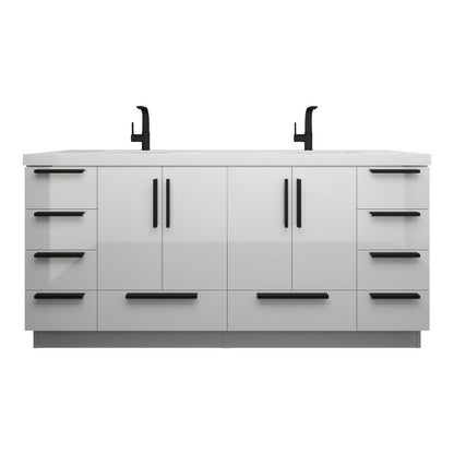 Carla 72" Freestanding Bathroom Vanity with Reinforced Acrylic Integrated Sink Top