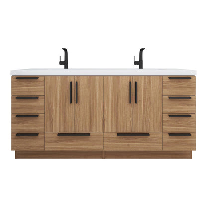 Carla 72" Freestanding Bathroom Vanity with Reinforced Acrylic Integrated Sink Top