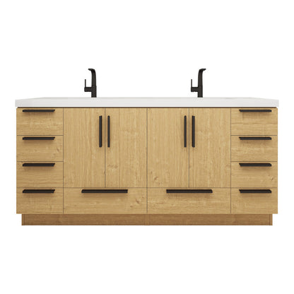 Carla 72" Freestanding Bathroom Vanity with Reinforced Acrylic Integrated Sink Top