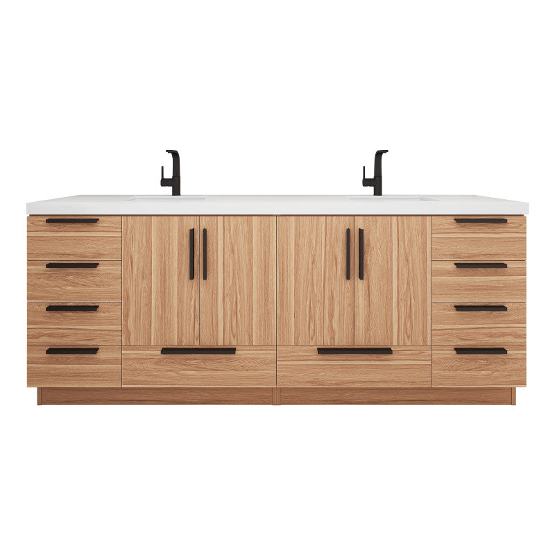 Carla 84" Freestanding Bathroom Vanity with Reinforced Acrylic Integrated Sink Top