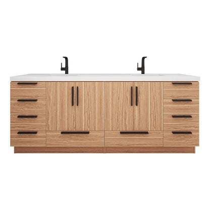 Carla 84" Freestanding Bathroom Vanity with Reinforced Acrylic Integrated Sink Top