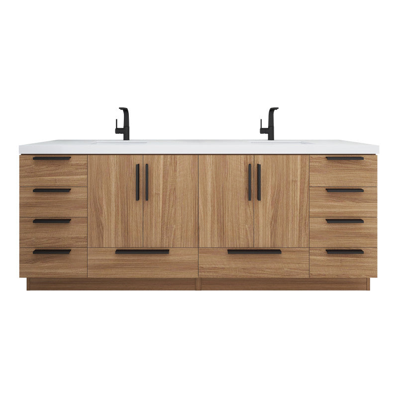 Carla 84" Freestanding Bathroom Vanity with Reinforced Acrylic Integrated Sink Top