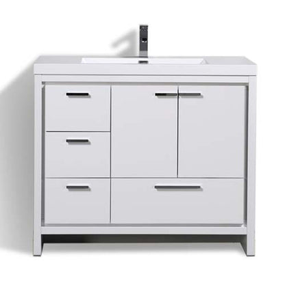 Dolce 42" Freestanding Bathroom Vanity with Reinforced Acrylic Integrated Sink Top