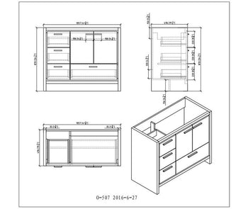 Dolce 42" Freestanding Bathroom Vanity with Reinforced Acrylic Integrated Sink Top
