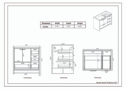Dolce 42" Freestanding Bathroom Vanity with Reinforced Acrylic Integrated Sink Top
