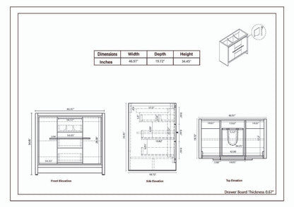 Dolce 48" Freestanding Bathroom Vanity with Reinforced Acrylic Integrated Sink Top