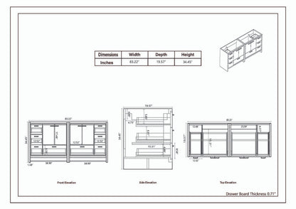 Dolce 84" Freestanding Bathroom Vanity with Reinforced Acrylic Integrated Sink Top