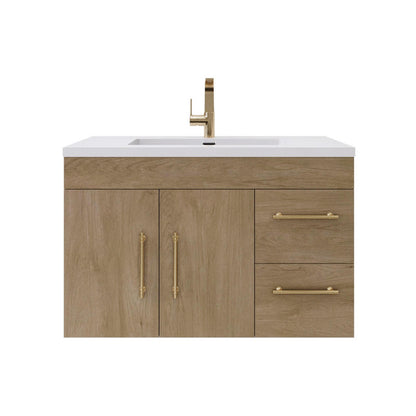 Elsa 36" Wall Mounted Bathroom Vanity with Reinforced Acrylic Integrated Sink Top